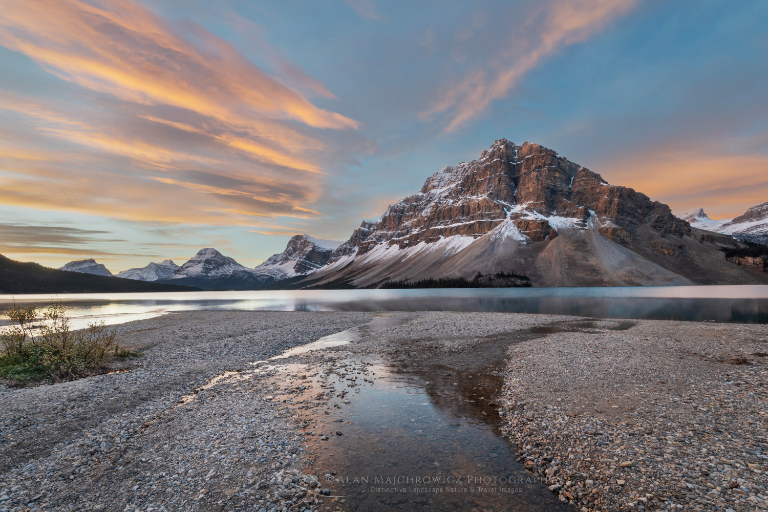 Sunrise over Bow Lake, with Crowfoot Mountain in the distance. Banff National Park. Alberta, Canada #88702