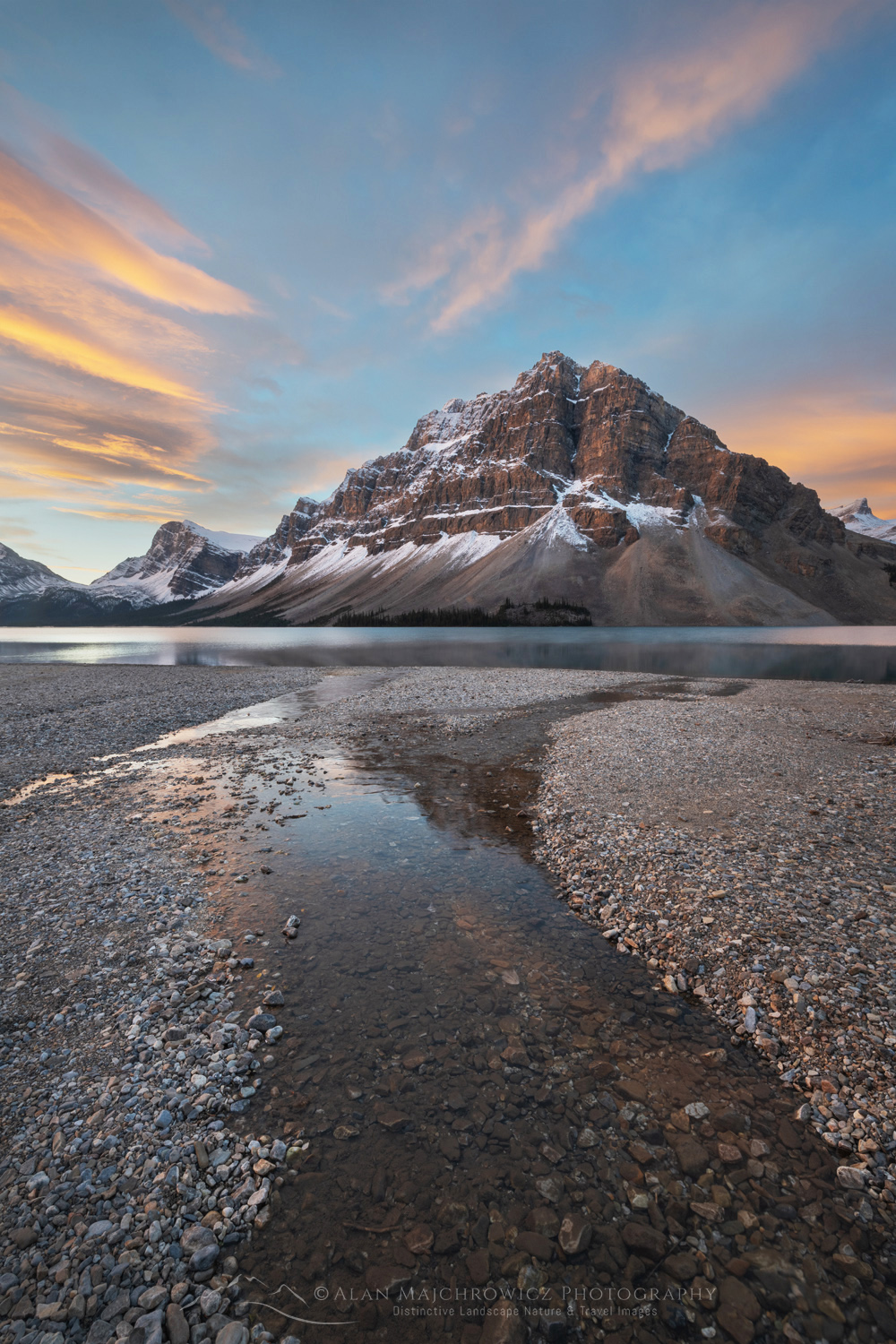 Sunrise over Bow Lake, with Crowfoot Mountain in the distance. Banff National Park. Alberta, Canada #88704
