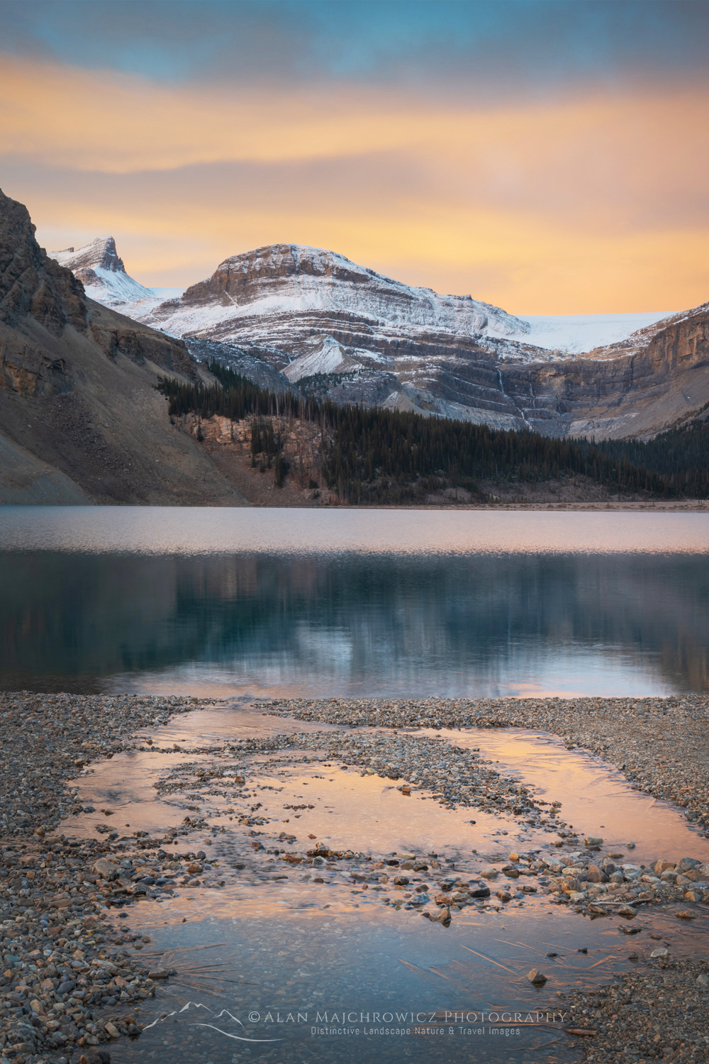 Sunrise over Bow Lake with Waputik Mountains in the distance. Banff National Park. Alberta, Canada #88708