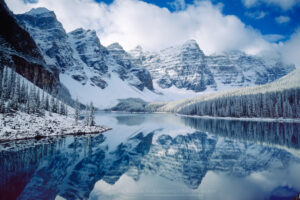 Autumn snowfall on Moraine Lake, Banff National Park Alberta Canada #4100