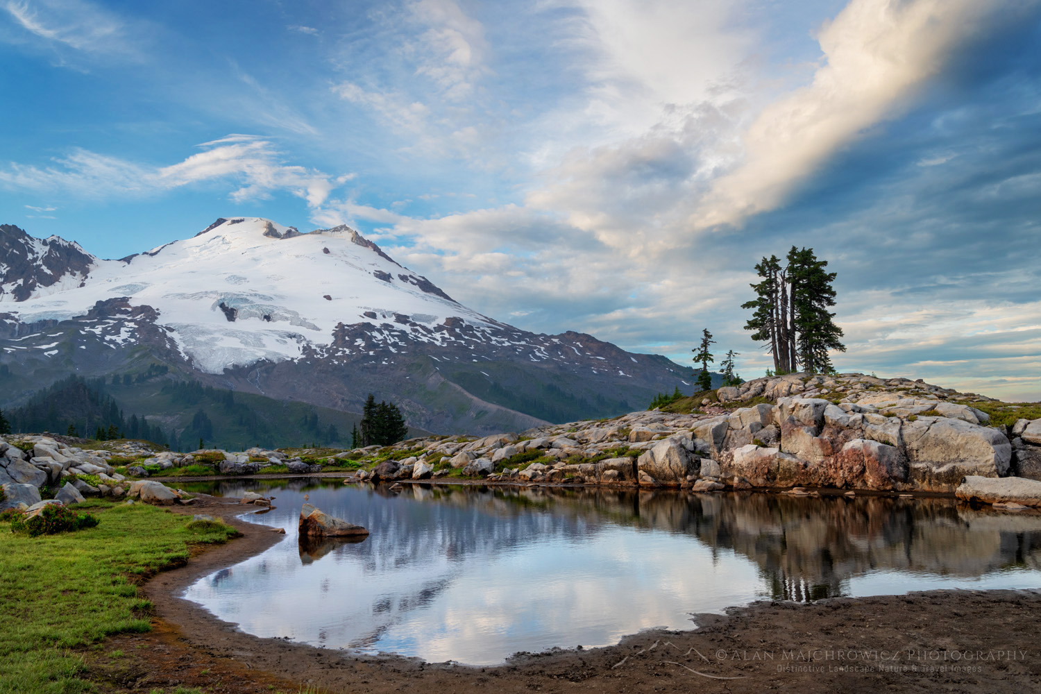 Mount Baker's south face reflected in a tarn in the alpine meadows of Mt. Baker National Recreation Area. North Cascades, Washington #88271