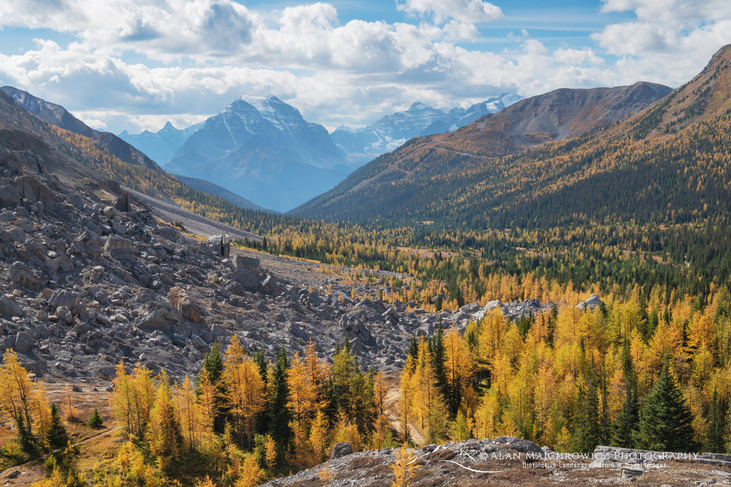 Mount Temple seen from Boulder Pass on the Skoki Loop Trail. Banff National Park, Alberta, Canada #88527