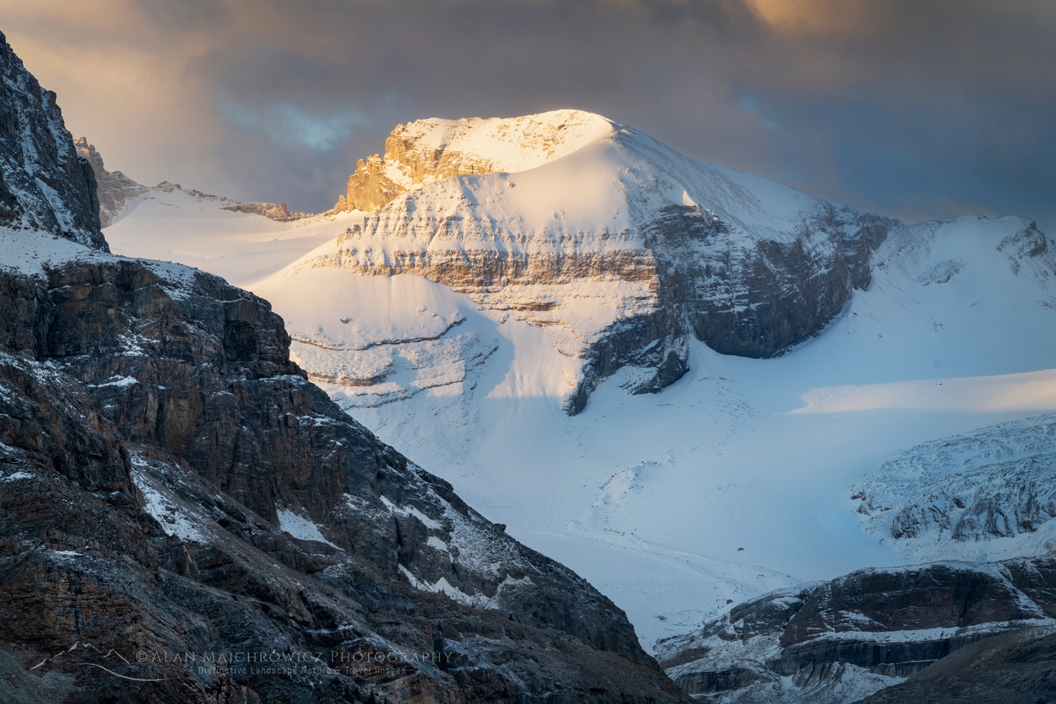Mount Baker and Peyto Glacier at sunrise after a fresh dusting of autumn snow. Banff National Park. Alberta, Canada #88874