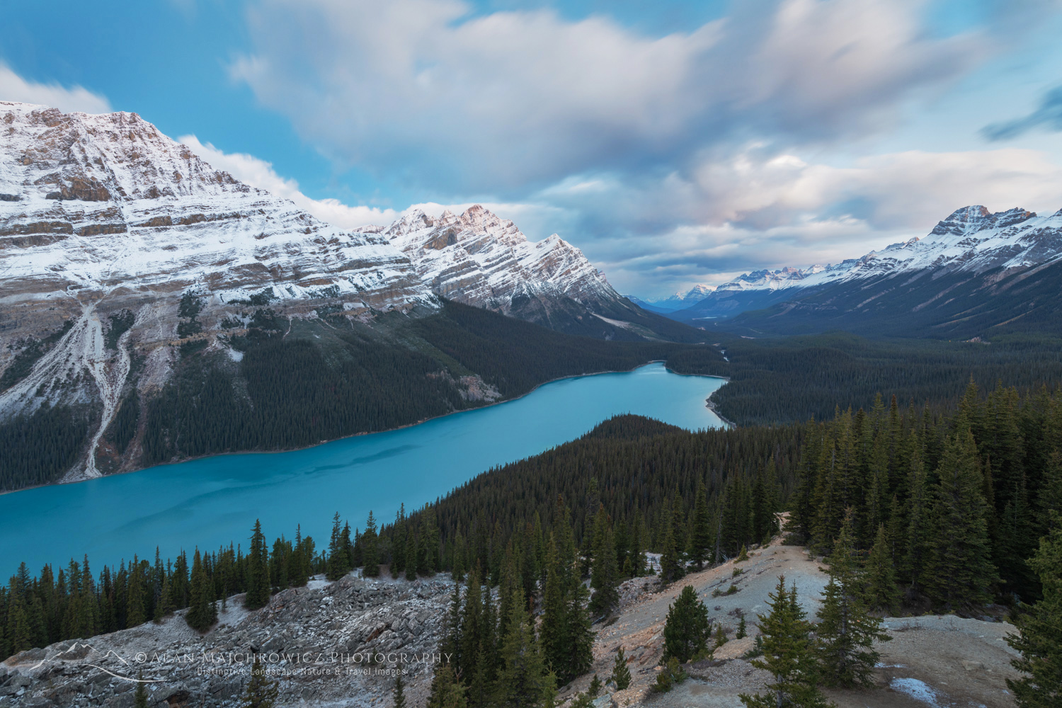 Peyto Lake after a fresh dusting of autumn snow. Banff National Park. Alberta, Canada #88843