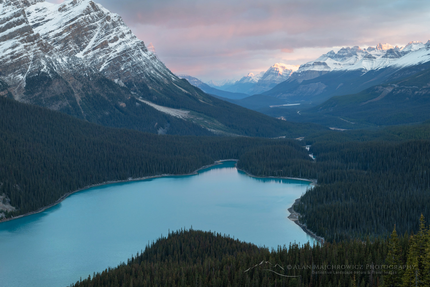 Peyto Lake at sunrise after a fresh dusting of autumn snow. Banff National Park. Alberta, Canada #88855
