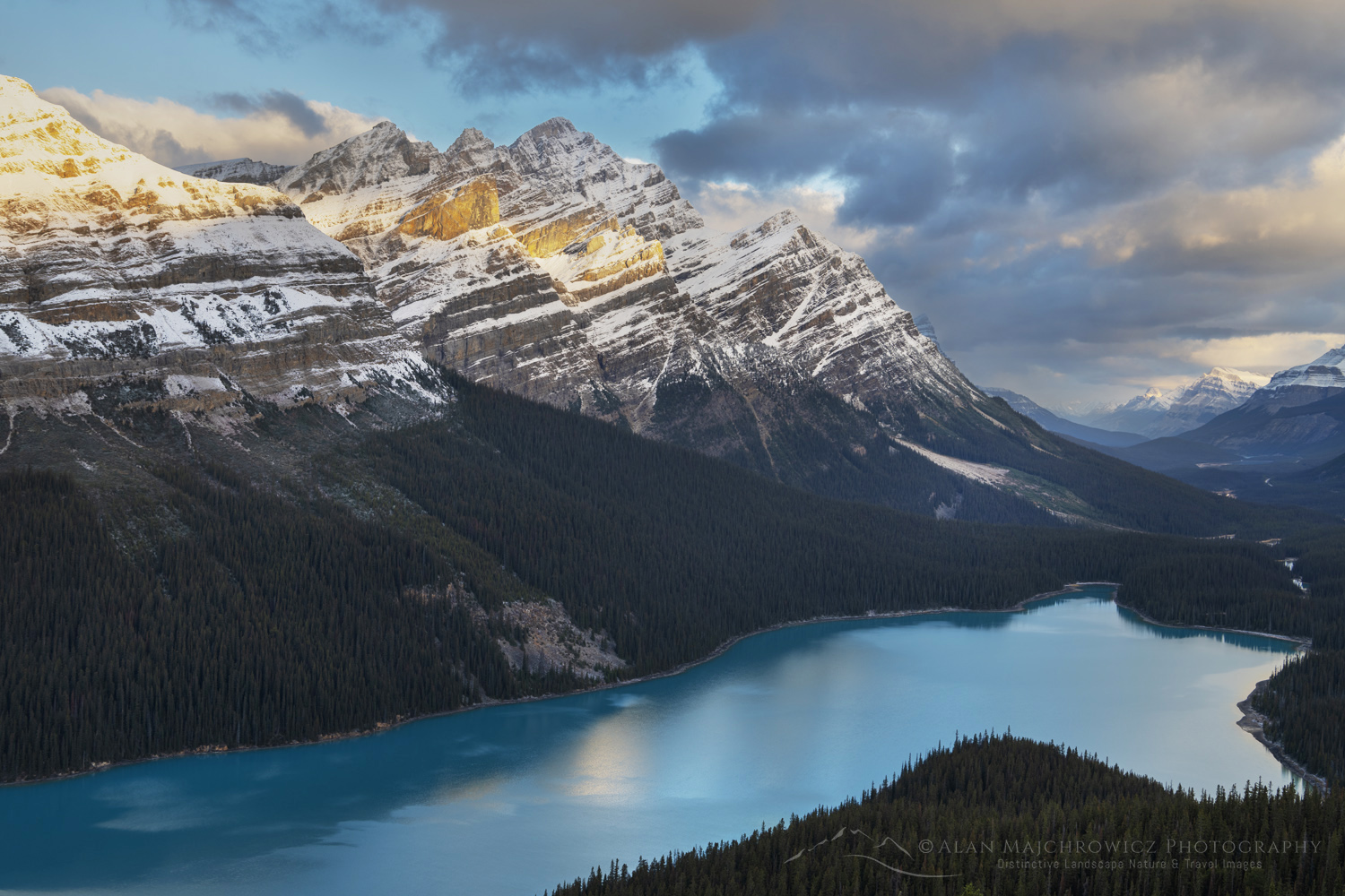 Peyto Lake at sunrise after a fresh dusting of autmn snow. Banff National Park. Alberta, Canada #88877