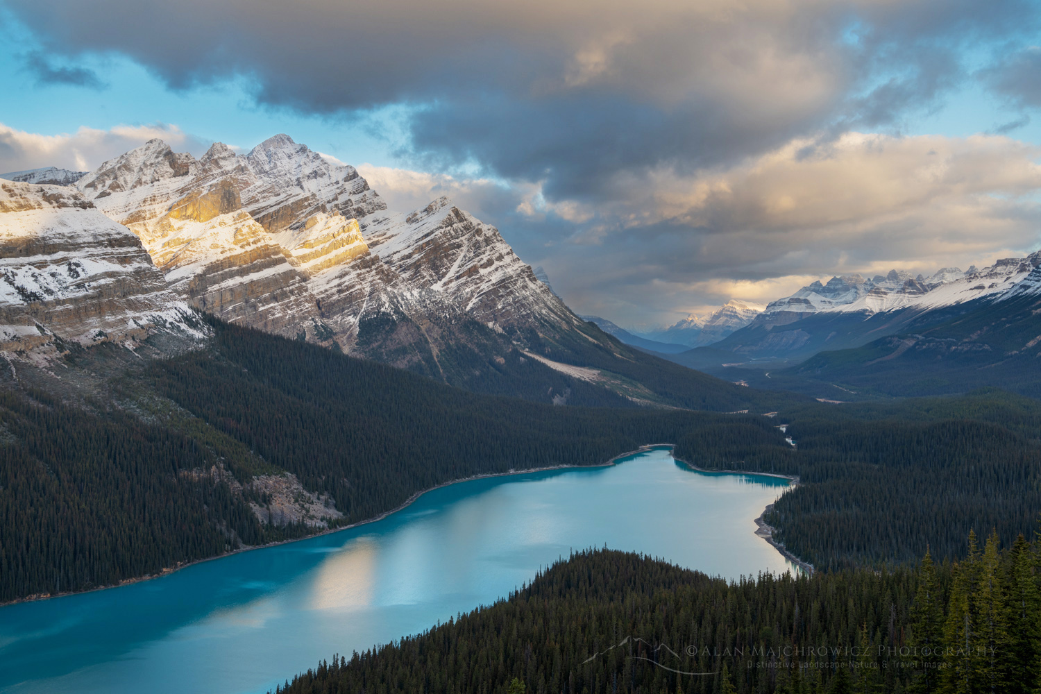 Peyto Lake at sunrise after a fresh dusting of autumn snow. Banff National Park. Alberta, Canada #88880